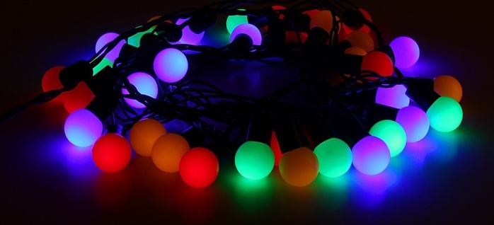 Гирлянда УЛИЧНАЯ 'Шарики 1,5см' 10м нить темная LED-100-240V с контр 4 р, МУЛЬТИ